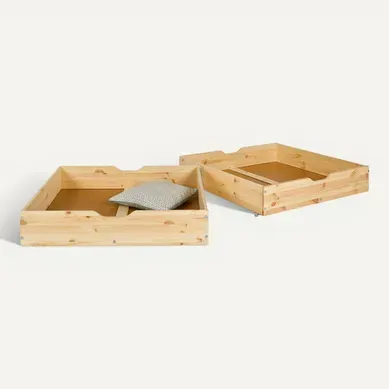 Lot De 2 Tiroirs Pour Lit Superposé Aaron   Bois Naturel 80x190 Cm