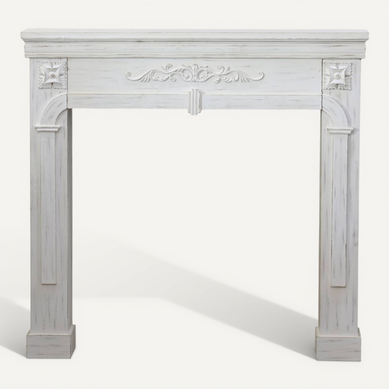 Manteau De Cheminée - Romance - Décor Bois Blanc Cérusé Manteau De Cheminée - Romance - Décor Bois Blanc Cérusé