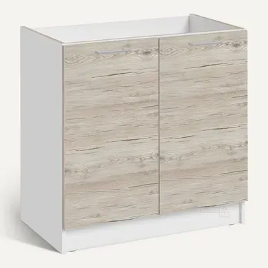 Meuble Sous-évier Eco Noyer Blanchi 2 Portes L 80 Cm