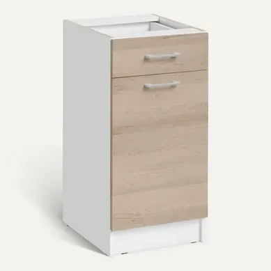 Meuble Bas De Cuisine Eco Chene Naturel 1 Porte 1 Tiroir L 40 Cm