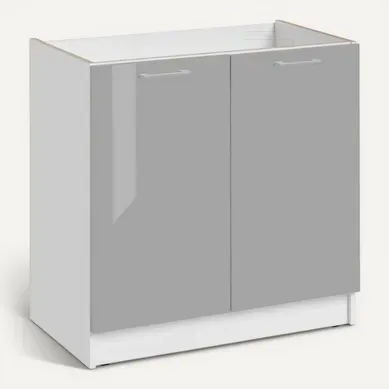 Meuble Sous-évier Eco Gris Brillant 2 Portes L 80 Cm