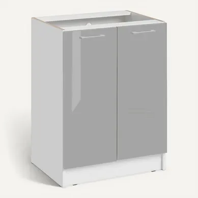 Meuble Bas De Cuisine Eco Gris Brillant 2 Portes L 60 Cm