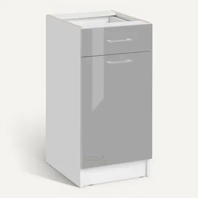 Meuble Bas De Cuisine Eco Gris Brillant 1 Porte 1 Tiroir L 40 Cm