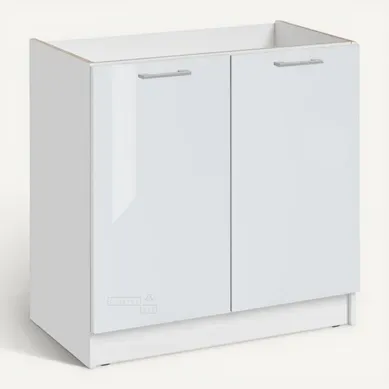 Meuble Sous-évier Eco Blanc Brillant 2 Portes L 80 Cm