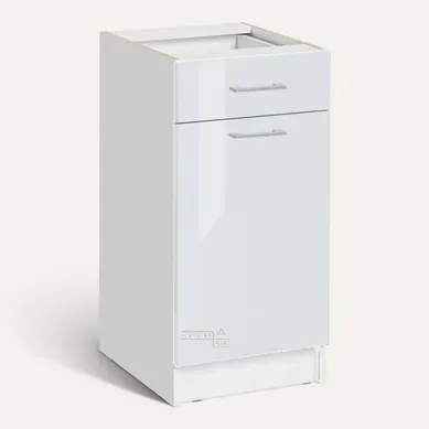 Meuble Bas De Cuisine Eco Blanc Brillant 1 Porte 1 Tiroir L 40 Cm