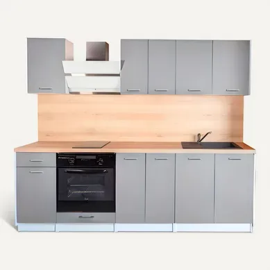 Cuisine Complète Eco Gris Brillant 240 Cm Cuisine Complète Eco Gris Brillant 240 Cm