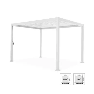 Pergola Bioclimatique Blanc – Triomphe – 3x4m. Aluminium. À Lames Orientables
