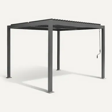 Pergola Bioclimatique Anthracite. Aluminium Et Acier. 3x3m. Lames Orientables
