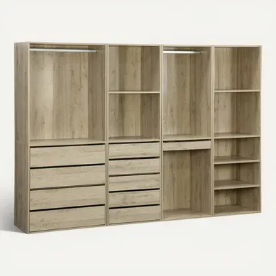 Kit Dressing Modulable Avec 4 éléments. Naturel. Panneaux Stratifiés Kit Dressing Modulable Avec 4 éléments. Naturel. Panneaux Stratifiés