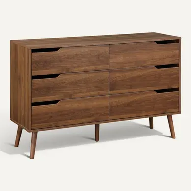 Commode Décor Bois De Noyer. 6 Tiroirs. Pieds En Pin Massif Commode Décor Bois De Noyer. 6 Tiroirs. Pieds En Pin Massif