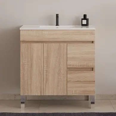 Meuble De Salle De Bain 70cm Simple Vasque Sans Miroir - Avec Portes Et Tiroirs - Cambrian - Haro Meuble De Salle De Bain 70cm Simple Vasque Sans Miroir - Avec Portes Et Tiroirs - Cambrian - Haro