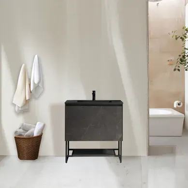 Meuble Avec Vasque 90 Cm Noir Effet Marbre Aquabella Meuble Avec Vasque 90 Cm Noir Effet Marbre Aquabella