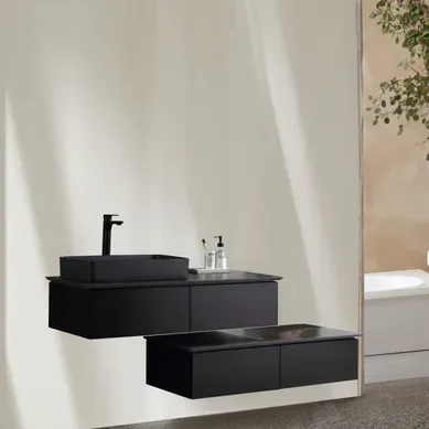 Meuble Avec Vasque 120 Cm Noir Aquacera Meuble Avec Vasque 120 Cm Noir Aquacera