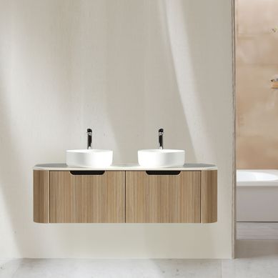 Meuble 140 Cm Chêne Clair Aquagiro Double Vasque À Poser Blanc Mat Meuble 140 Cm Chêne Clair Aquagiro Double Vasque À Poser Blanc Mat