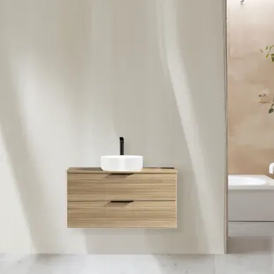 Meuble 120 Cm Chêne Clair Avec Vasque À Poser Blanc Brillant Aqualinea Meuble 120 Cm Chêne Clair Avec Vasque À Poser Blanc Brillant Aqualinea