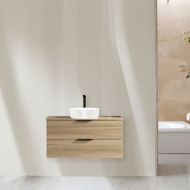 Meuble 100 Cm Chêne Clair Avec Vasque À Poser Blanc Brillant Aqualinea Meuble 100 Cm Chêne Clair Avec Vasque À Poser Blanc Brillant Aqualinea