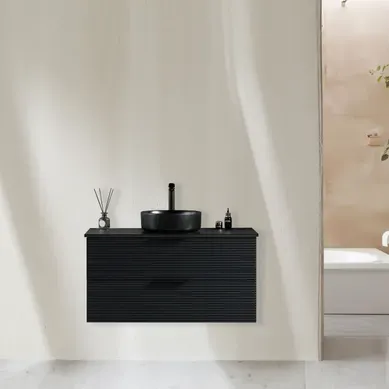 Meuble Avec Vasque À Poser 120 Cm Noir Aqualinea Meuble Avec Vasque À Poser 120 Cm Noir Aqualinea