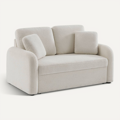 Canapé 2 Places Cosy Rond. Tissu Bouclettes Crème. Milano. L 150 X P 85 X H 85cm Canapé 2 Places Cosy Rond. Tissu Bouclettes Crème. Milano. L 150 X P 85 X H 85cm