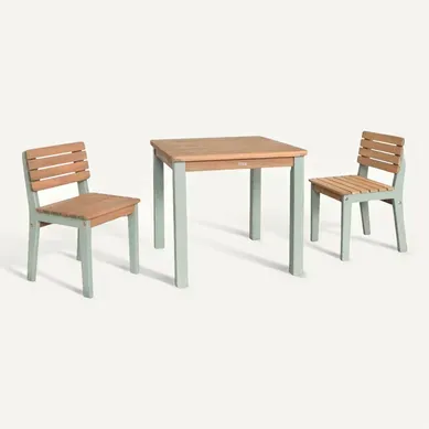 Table De Jardin Enfant Intérieur/extérieur Bois D'acacia + 2 Assises Vert De Gris Table De Jardin Enfant Intérieur/extérieur Bois D'acacia + 2 Assises Vert De Gris