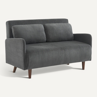 Canapé Convertible En Velours Côtelé - Panam - 2 Places Scandinave. Pieds Bois Foncé. Gris Foncé. Canapé Convertible En Velours Côtelé - Panam - 2 Places Scandinave. Pieds Bois Foncé. Gris Foncé.