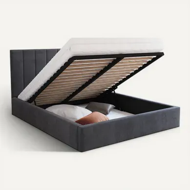 Lit Coffre Lorado 120 X 200 Cm Avec Sommier À Lattes Relevable Gris Foncé