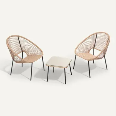 Acapulco - Set De 2 Fauteuils + Table Basse Naturel Acapulco - Set De 2 Fauteuils + Table Basse Naturel