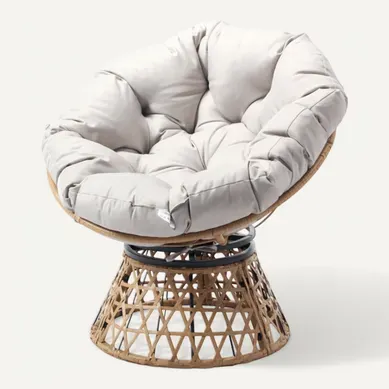 Papasan - Fauteuil Effet Rotin Avec Coussin Papasan - Fauteuil Effet Rotin Avec Coussin