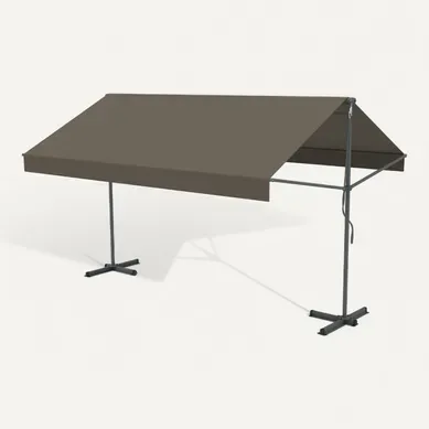 Iseo - Store Banne Double Pente Manuel 4 X 1,5/1,5 M Taupe Polyester Iseo - Store Banne Double Pente Manuel 4 X 1,5/1,5 M Taupe Polyester
