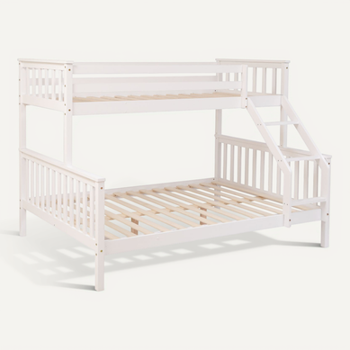 Lit Superposé En Bois 140x190cm / 90x190cm Couleur Blanc