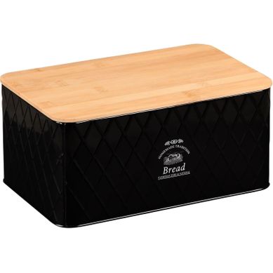 Boîte à Pain En Fer Et Bambou - Noir/marron - L 28 X L 18 Cm Boîte à Pain En Fer Et Bambou - Noir/marron - L 28 X L 18 Cm