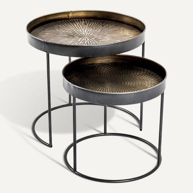 Lot De 2 Tables D'appoint "authentique" 51cm Noir