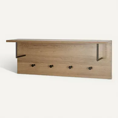 Patère Murale et étagère "miranda" 80cm Chêne Foncé et Noir Patère Murale et étagère "miranda" 80cm Chêne Foncé et Noir