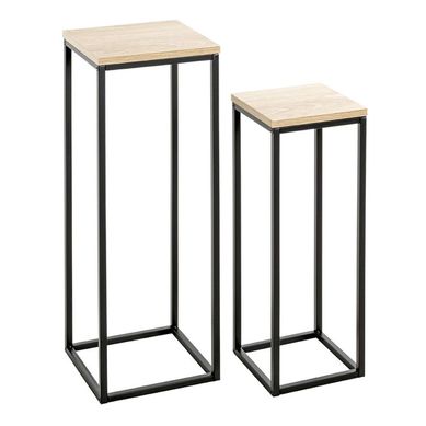 Lot De 2 Sellettes "waldo" 67cm Naturel et Noir Lot De 2 Sellettes "waldo" 67cm Naturel et Noir