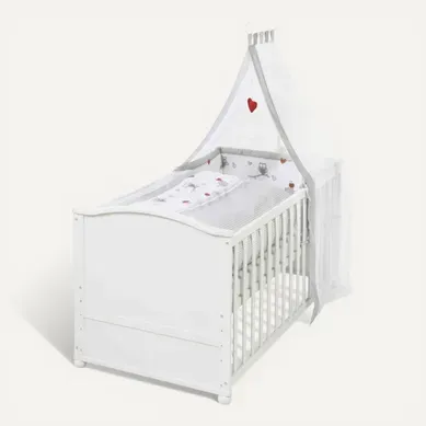 Lit Bébé Évolutif 70x140 Cm Adam Et Eule En Bois - Blanc