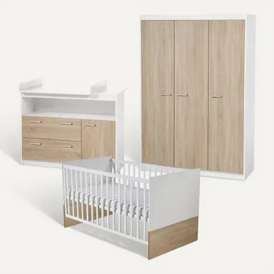 Ensemble De Chambre Gabriella - Lit Bébé + Commode à Langer + Armoire à 3 Portes Ensemble De Chambre Gabriella - Lit Bébé + Commode à Langer + Armoire à 3 Portes