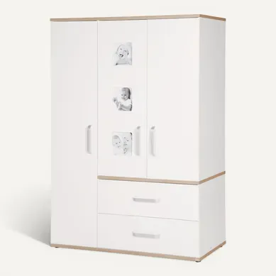 Armoire Pia 3 Portes - Blanc / Chêne