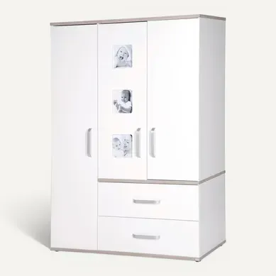 Armoire Moritz 3 Portes - Blanc / Décor Bois Armoire Moritz 3 Portes - Blanc / Décor Bois