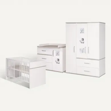 Ensemble De Meuble Moritz - Lit Bébé + Commode À Langer + Armoire 3 Portes Ensemble De Meuble Moritz - Lit Bébé + Commode À Langer + Armoire 3 Portes