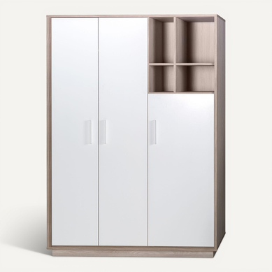 Armoire Olaf 3 Portes - Blanc / Décor Bois Armoire Olaf 3 Portes - Blanc / Décor Bois