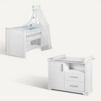 Set De Meuble Maxi - Lit Bébé évolutif + Commode À Langer - Blanc Set De Meuble Maxi - Lit Bébé évolutif + Commode À Langer - Blanc