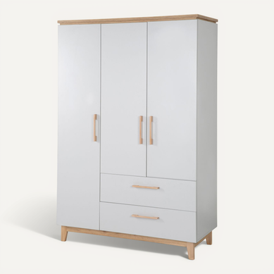 Armoire Caro 3 Portes - 2 Tiroirs - Gris Clair Armoire Caro 3 Portes - 2 Tiroirs - Gris Clair