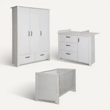 Ensemble De Chambre Mila - Lit Bébé + Commode À Langer + Armoire 3 Portes Ensemble De Chambre Mila - Lit Bébé + Commode À Langer + Armoire 3 Portes