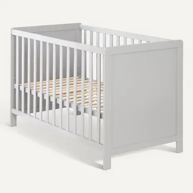 Lit Bébé 2en1 Indépendant Et Cododo 60 X 120 Cm - 5 Barreaux Amovibles - Hauteur Réglable - Gris