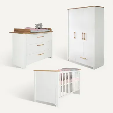 Ensemble De Chambre Ava - Lit Bébé + Commode À Langer + Armoire 3 Portes Ensemble De Chambre Ava - Lit Bébé + Commode À Langer + Armoire 3 Portes
