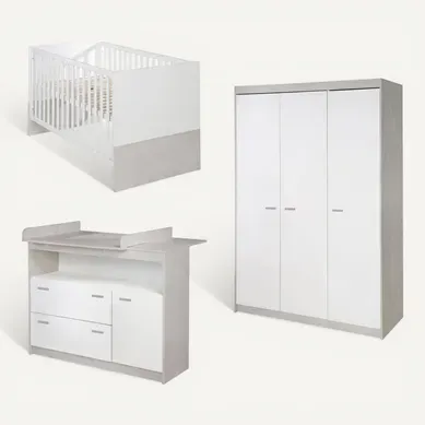 Ensemble Chambre Bébé Julia - Lit Évolutif + Commode à Langer + Armoire 3 Portes - Blanc Ensemble Chambre Bébé Julia - Lit Évolutif + Commode à Langer + Armoire 3 Portes - Blanc