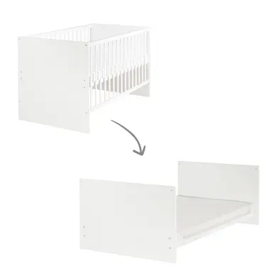 Lit Bébé évolutif Anton - 70 X 140 Cm - Hauteur Réglable - Bois Blanc Lit Bébé évolutif Anton - 70 X 140 Cm - Hauteur Réglable - Bois Blanc