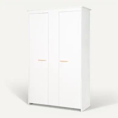 Armoire Bébé 2 Portes Anton - Poignées En Bois Massif De Hêtre - Bois Blanc