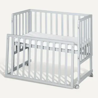 Berceau Cododo Mobile 3en1 Avec Matelas Respirant 45 X 90 Et Barrière De Sécurité - Gris