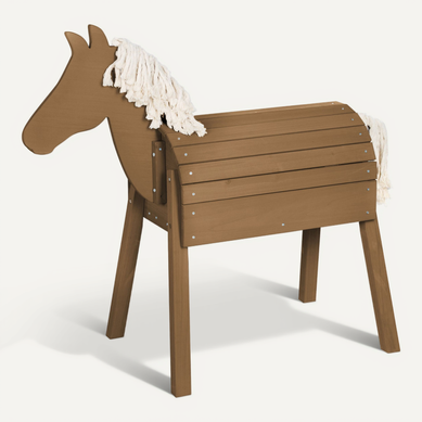 Cheval En Bois Massif Pour Enfant Avec Crinière Et Queue - Teck