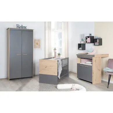 Ensemble 3 Pièces Chambre Bébé - Lit 60x120 Cm, Commode à Langer, Armoire 2 Portes Ensemble 3 Pièces Chambre Bébé - Lit 60x120 Cm, Commode à Langer, Armoire 2 Portes